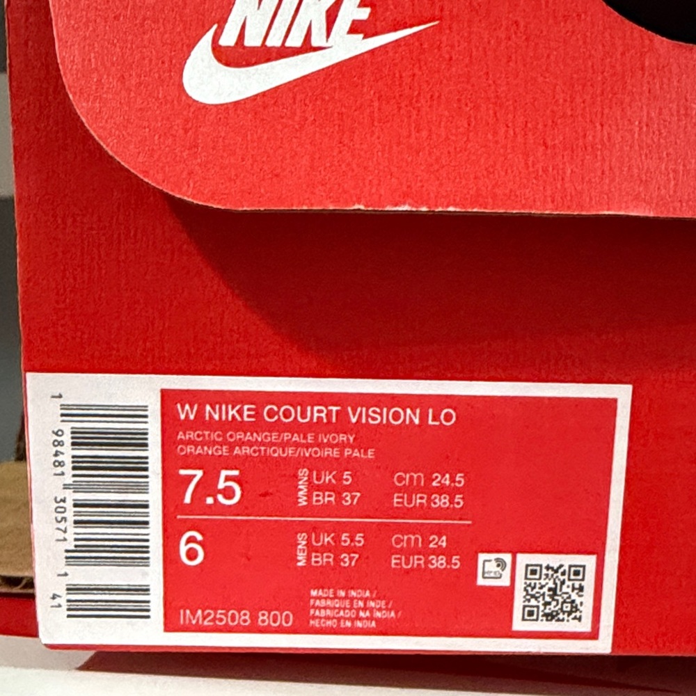 Nike Court Vision Lo in Arctic Orange and Pale Ivory - Picture 2 of 2